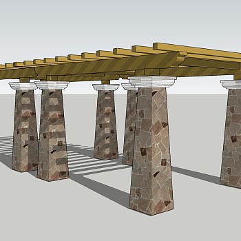 现代廊架草图大师模型，廊架sketchup模型下载