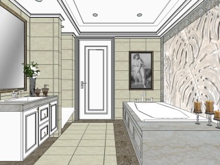 欧式家装卫生间草图大师模型，欧式家装卫生间sketchup模型下载