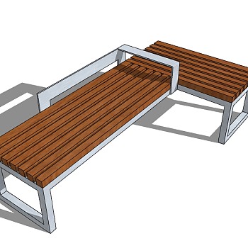 公园长椅草图大师模型下载，户外椅SU模型下载