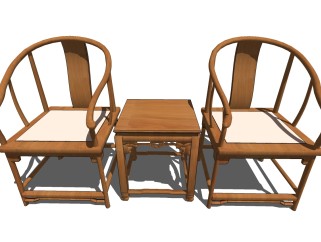 新中式精品桌椅组合草图大师模型，单椅sketchup模型下载