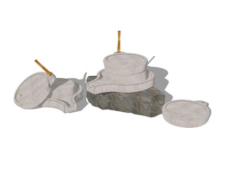 现代石制石磨草图大师模型，石磨sketchup模型下载