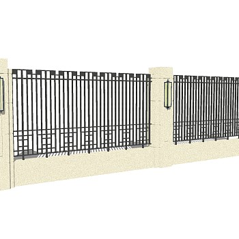 欧式景观墙围墙草图大师模型，景观墙围墙sketchup模型下载