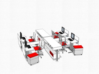 办工桌草图大师模型，办工桌sketchup模型，办工桌su素材下载