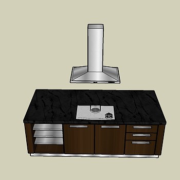 厨房柜草图大师模型，橱柜sketchup模型下载