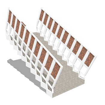 现代单跑楼梯草图大师模型，单跑楼梯sketchup模型免费下载