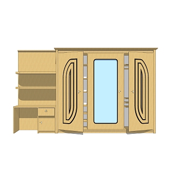 现代简约衣柜草图大师模型，储物柜SKP模型下载