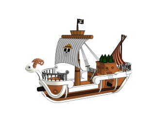 现代海贼王海盗船su模型，海贼王海盗船草图大师模型下载