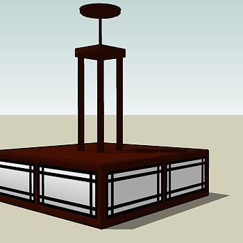  新中式吊灯sketchup模型，吊灯草图大师模型下载