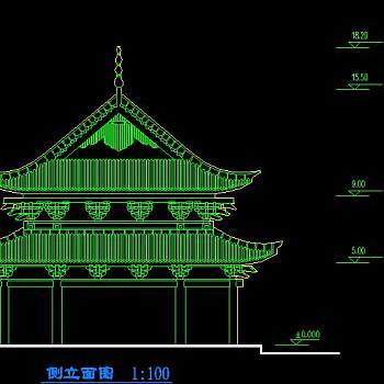 宝轮寺CAD施工图，寺庙CAD建筑图纸下载