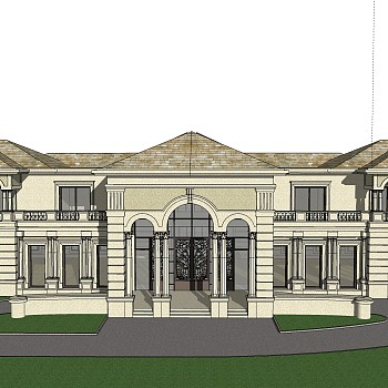 欧式别墅外观草图大师模型，SU模型免费下载