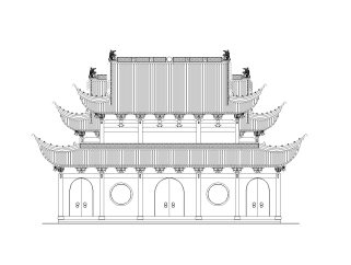 中式戏台祠堂建筑施工图，戏台CAD建筑图纸下载