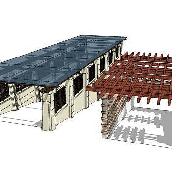 现代地下车库入口草图大师模型，车库入口sketchup模型下载