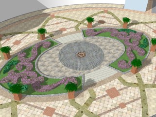 欧式广场景观草图大师模型，广场sketchup模型免费下载