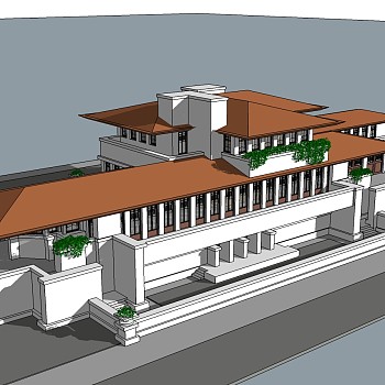 弗兰克·劳埃德·赖特罗宾住宅草图大师模型下载