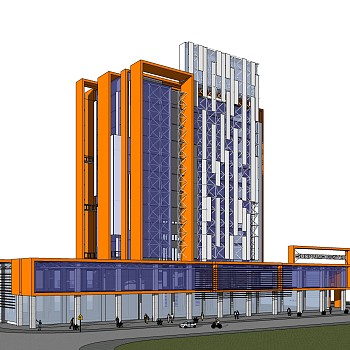 现代高层办公楼草图大师模型，高层办公楼sketchup模型免费下载