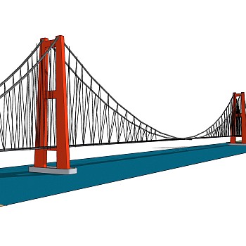 悬索桥设计草图大师模型下载，sketchup悬索桥su模型分享