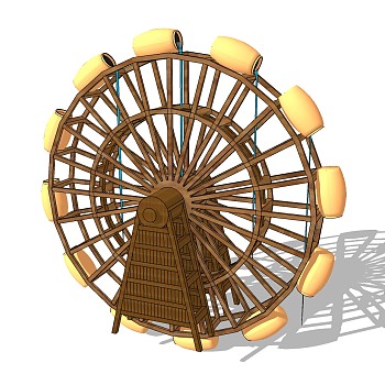 水车景观SU模型，简约水车sketchup模型下载