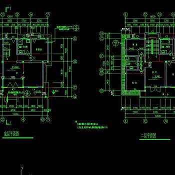 某三层别墅建筑结构设计CAD施工图纸，别墅建筑施工方案设计下载