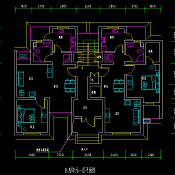 现代欧式一室一厅cad图纸，户型图cad施工图下载