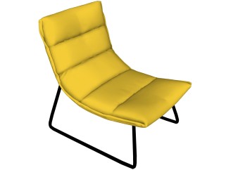 现代黄色简约躺椅su模型，椅子草图大师模型下载