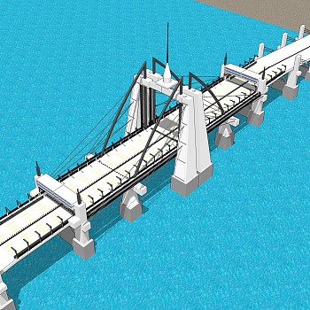 斜拉桥草图大师模型下载，斜拉桥sketchup模型分享