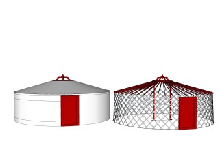 现代蒙古包草图大师模型，帐篷su模型下载
