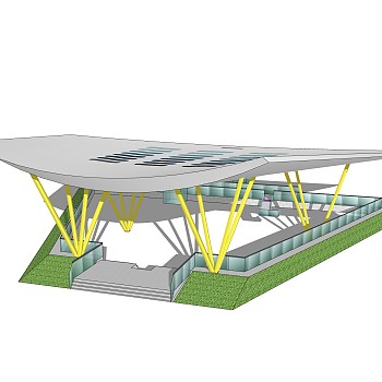 现代雨棚草图大师模型，雨棚su模型下载