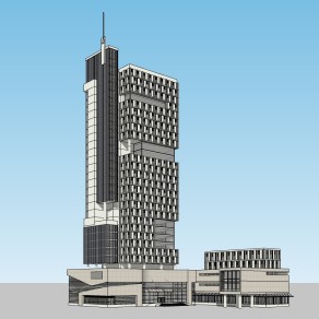 现代高层办公楼草图大师模型，办公楼sketchup模型