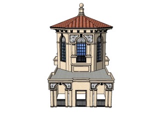欧式建筑skp文件下载，欧式建筑sketchup模型