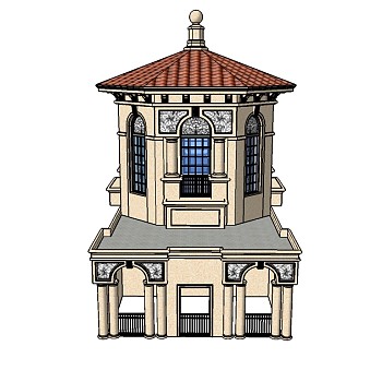 欧式建筑skp文件下载，欧式建筑sketchup模型