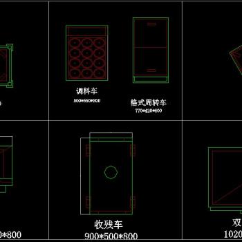 原创厨房设备图库CAD平面图，厨房设备全套施工图纸下载