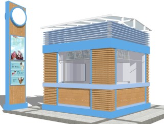 现代冰淇淋快餐店免费su模型，快餐店skp模型下载
