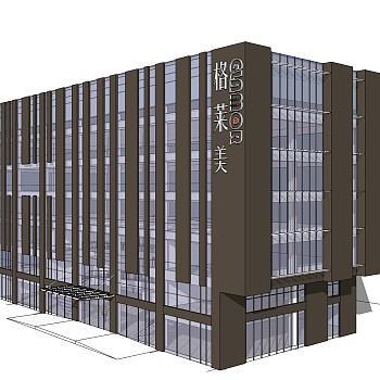 现代高层办公楼草图大师模型，高层办公楼sketchup模型免费下载