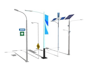 现代交通指示路灯组合草图大师模型，交通指示路灯组合sketchup模型下载
