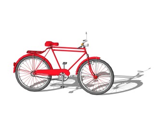 中式自行车sketchup模型，自行车skp模型下载