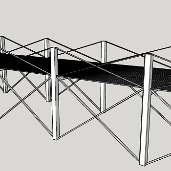 现代钢结构高架桥草图大师模型，高架桥SU模型下载