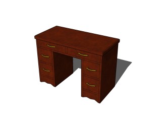  欧式古典实木大班台办公桌草图大师模型，办公桌sketchup模型