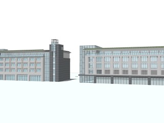 现代办公楼草图大师模型，办公楼sketchup模型免费下载