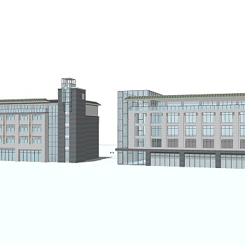 现代办公楼草图大师模型，办公楼sketchup模型免费下载