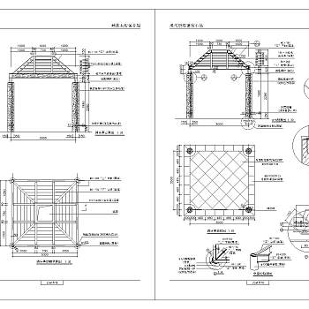 景观亭cad施工详图免费下载