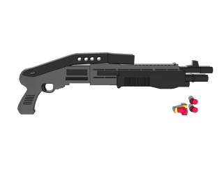 意大利弗兰奇SPAS-12散弹枪草图大师模型，散弹枪SU模型下载