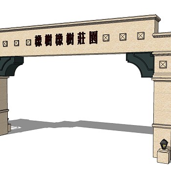 欧式入口大门skp文件下载，入口大门SU模型分享