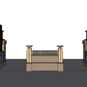 现代小区门卫亭su模型下载、小区门卫亭草图大师模型下载