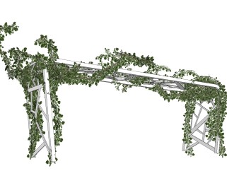 葡萄藤花架sketchup模型，花棚景观植物skp文件下载