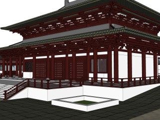 古建寺庙建筑草图大师模型，古建民俗su模型分享下载