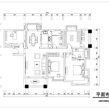 美式三室两厅效果图，户型图，CAD图纸下载