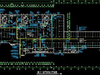 某小区负一层地下车库电气设计CAD施工图，地下车库电气设计CAD图纸下载