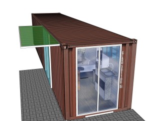 现代集装箱房屋su模型，改造房草图大师模型下载