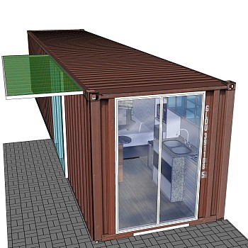 现代集装箱房屋su模型，改造房草图大师模型下载