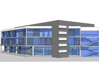 现代办公楼草图大师模型，办公楼sketchup模型免费下载